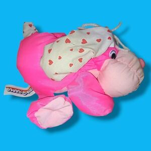 Vintage 80s Toy-O-Rama Pink Parachute‎ Plush Puppy Dog 8in Valentine NOS